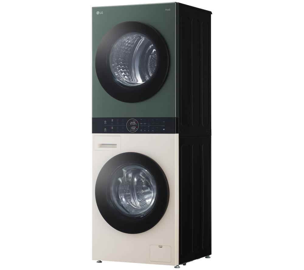 LG WashTower AI Direct Drive WT1210NBTN1 WLAN-fähig 12 kg Waschtrockner – Grün & Beige