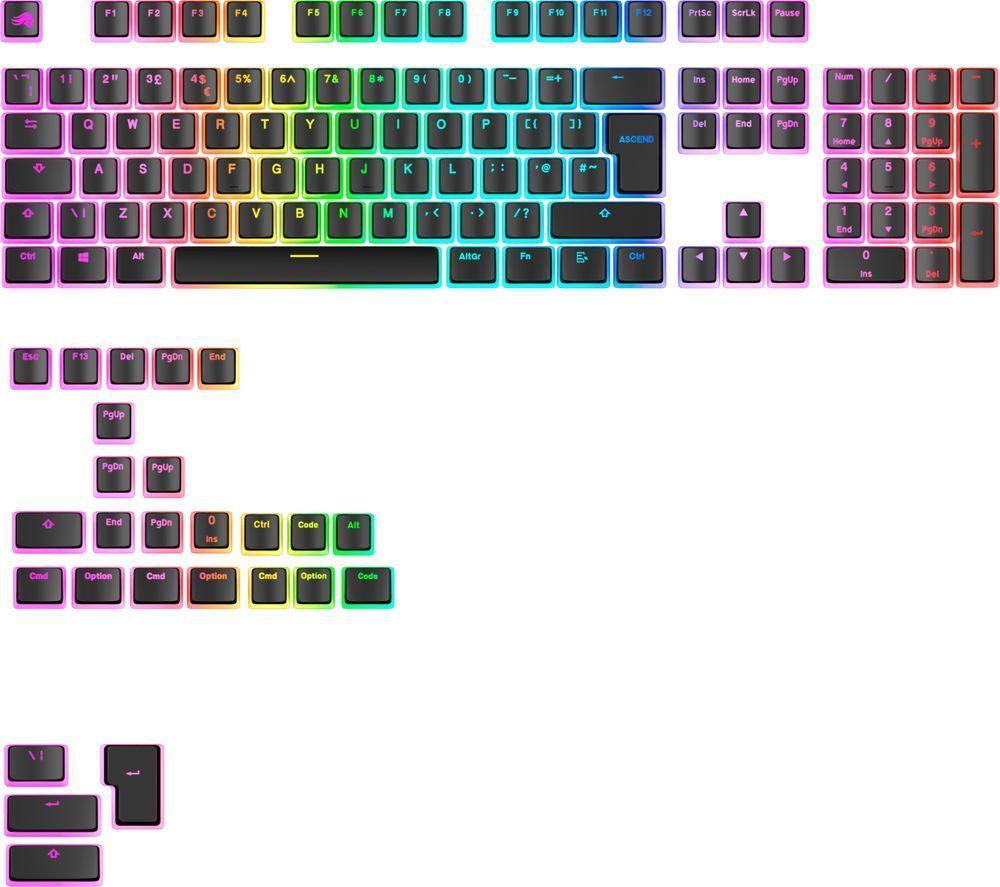 GLORIOUS Aura V3 Keycaps - UK Layout, Black