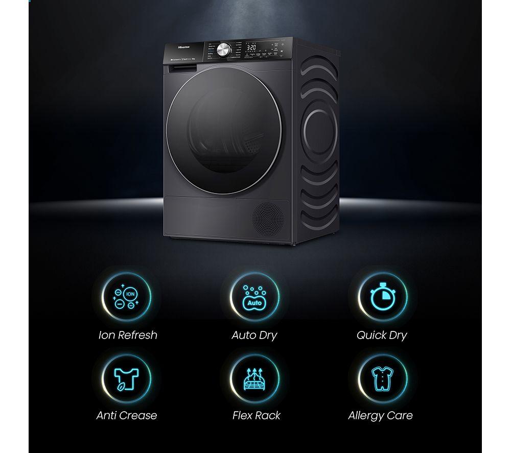 Secadora de bomba de calor de 10 kg con Wi-Fi HISENSE Serie 5S DH5S102BB - Negra
