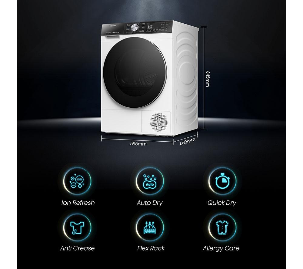 HISENSE 5S Series DH5S102BW WiFi-enabled 10 kg Heat Pump Tumble Dryer - White