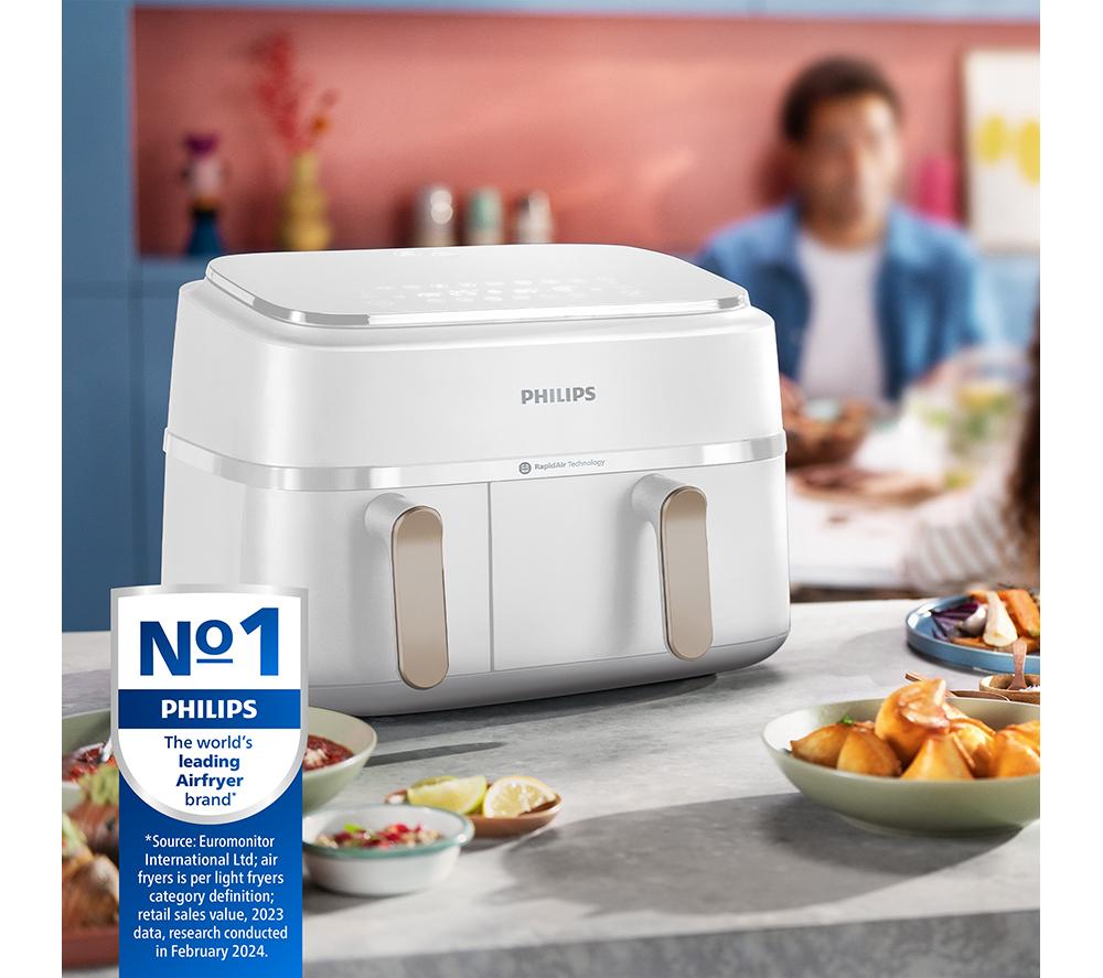 PHILIPS 3000 Series NA353/19 9L Dual Basket Air Fryer - White