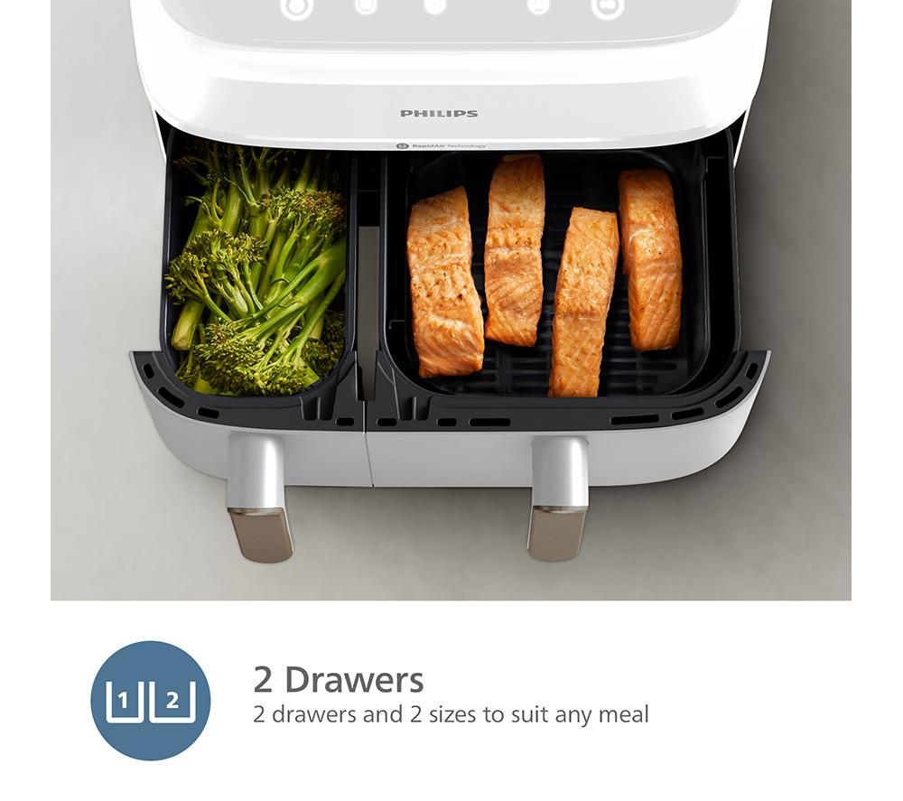 PHILIPS 3000 Series NA353/19 9L Dual Basket Air Fryer - White