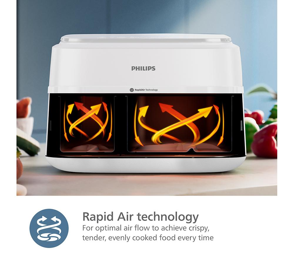 PHILIPS 3000 Series NA353/19 9L Dual Basket Air Fryer - White