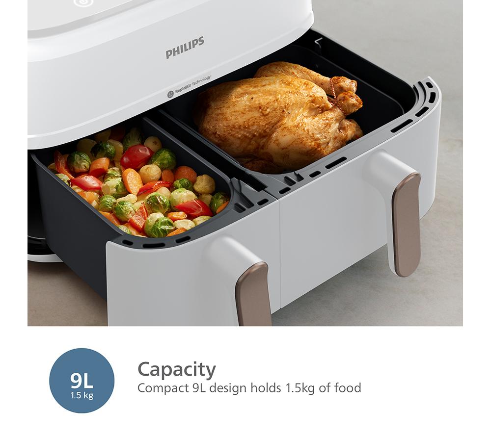 PHILIPS 3000 Series NA353/19 9L Dual Basket Air Fryer - White