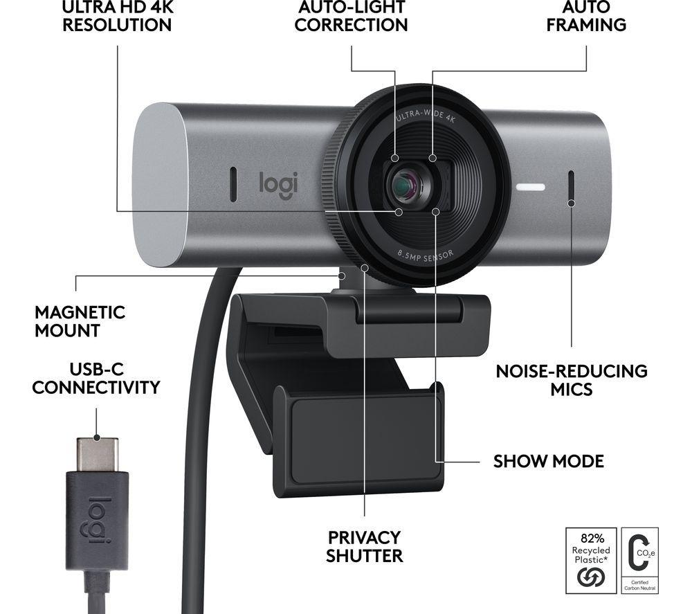 Cámara web LOGITECH MX Brio 4K Ultra HD - Grafito