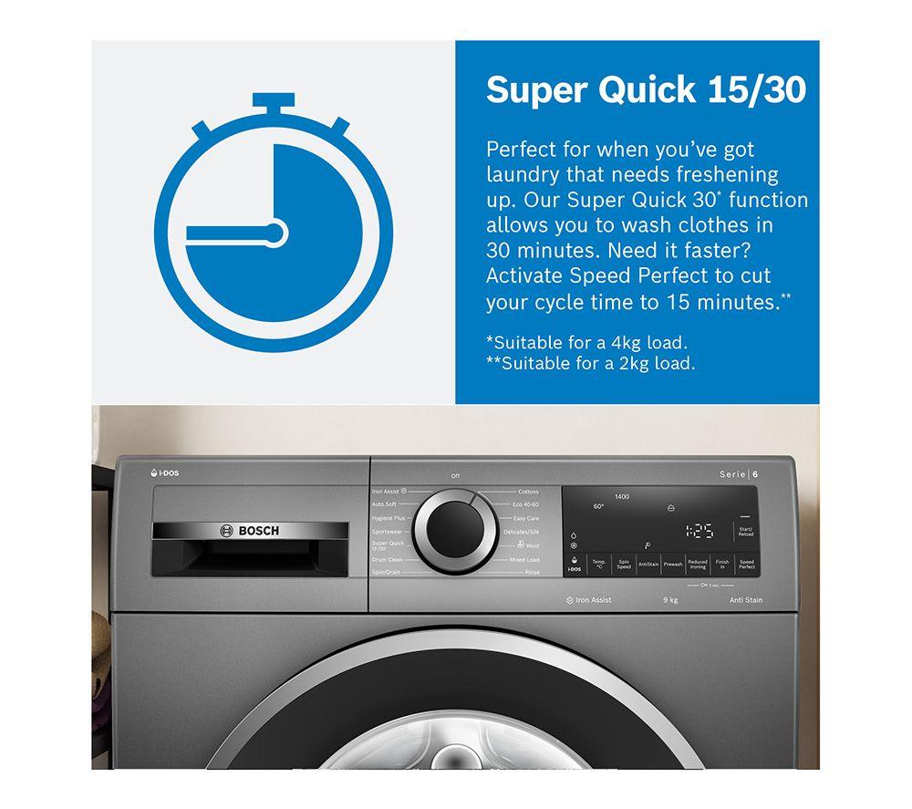 BOSCH Series 6 WGG244ZCGB AntiStain 9 kg 1400 Spin Washing Machine - Graphite