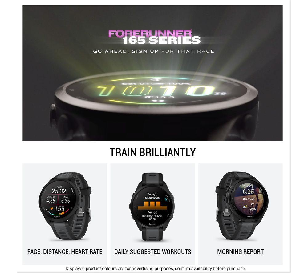 GARMIN Forerunner 165 Sportuhr - Schwarz, 43 mm
