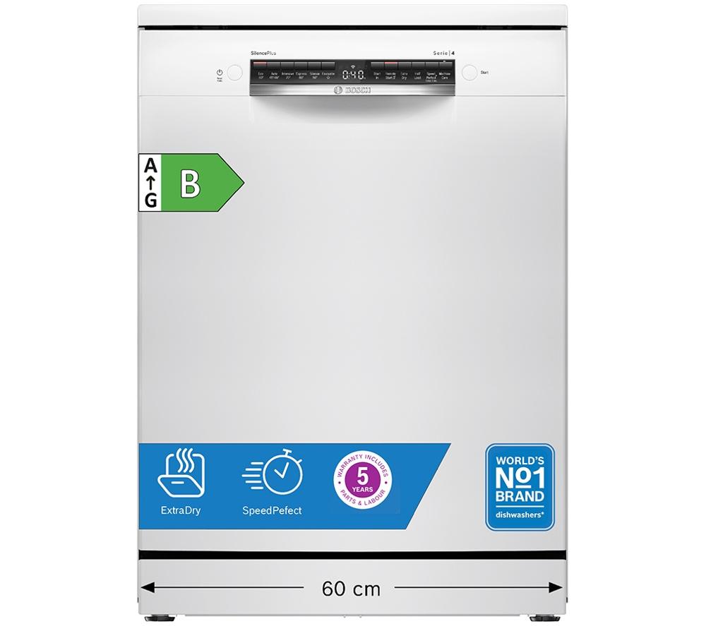 BOSCH Series 4 SMS4EKW06G Full-size WiFi-enabled Dishwasher - White