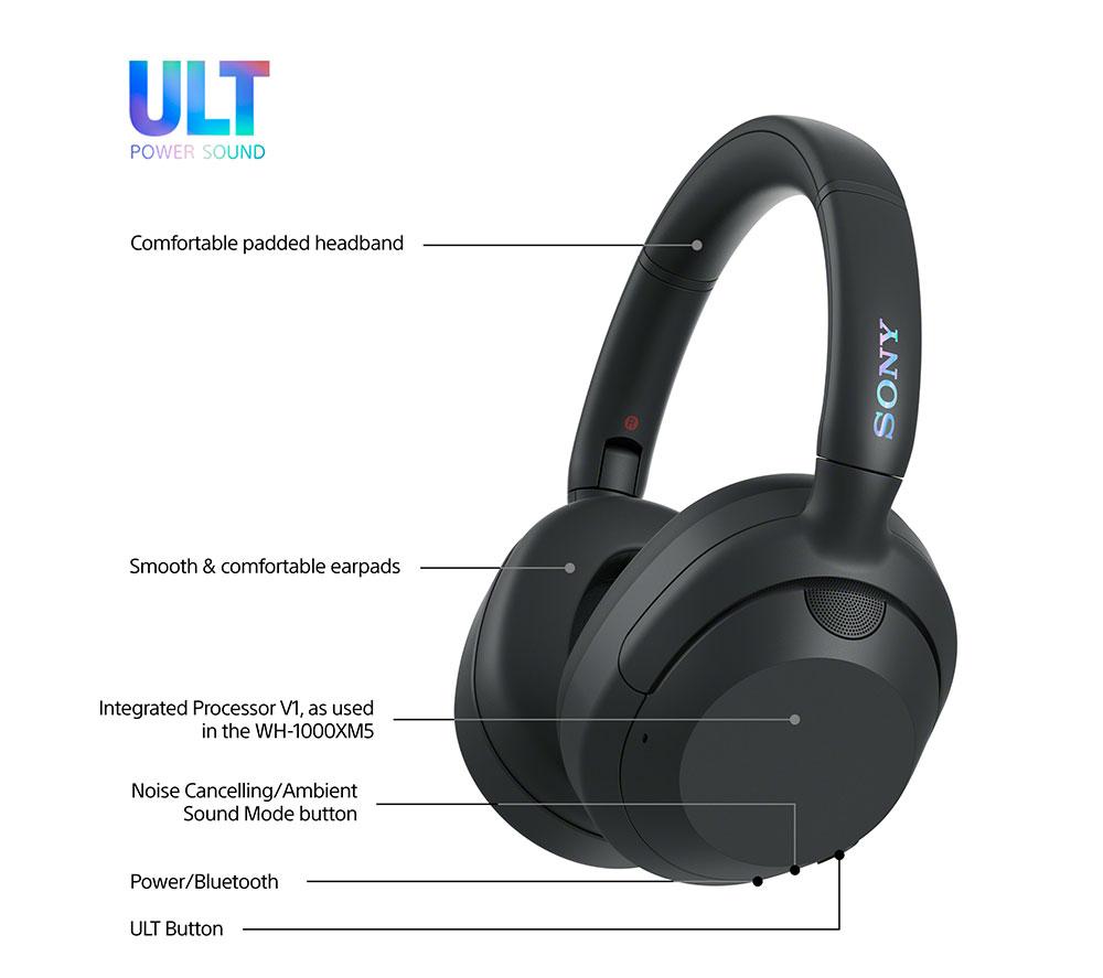 SONY ULT Wear Wireless Bluetooth Noise-Cancelling Headphones - Black
