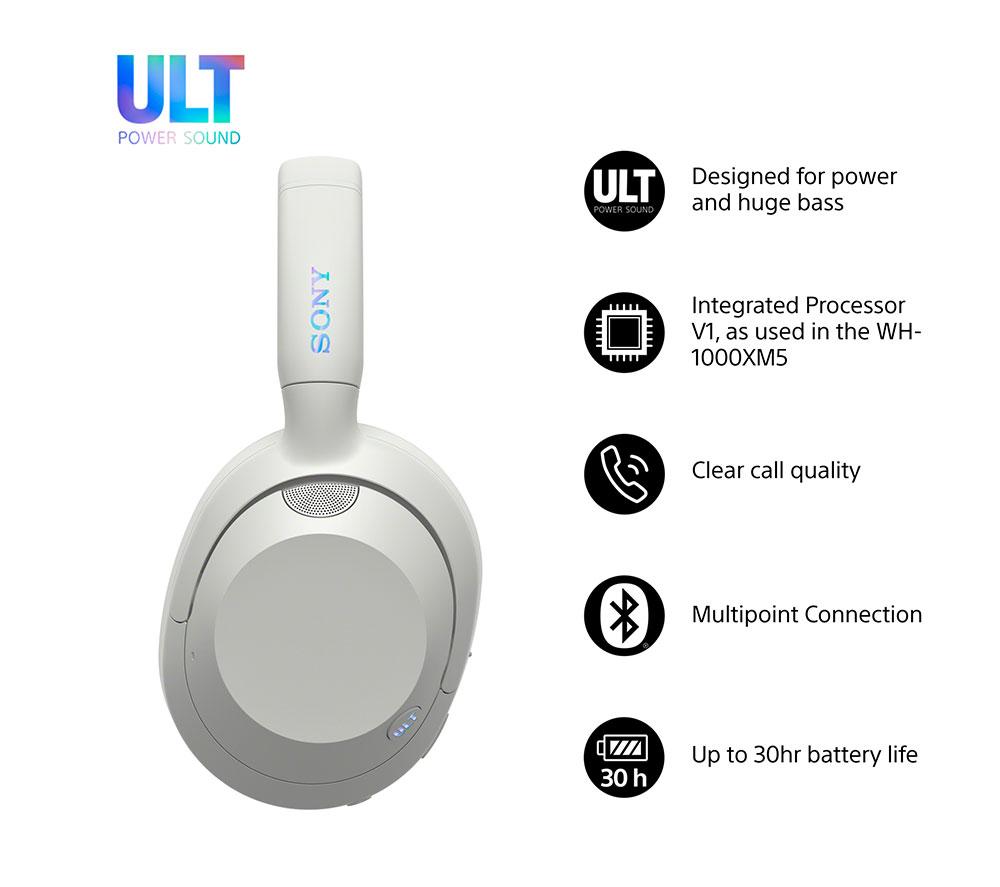Auriculares inalámbricos Bluetooth con cancelación de ruido SONY ULT Wear - Blanco roto