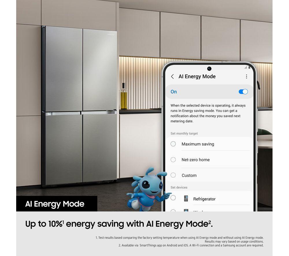 SAMSUNG Family Hub with AI Vision RF65DG9H0ESREU Smart Fridge Freezer - Silver
