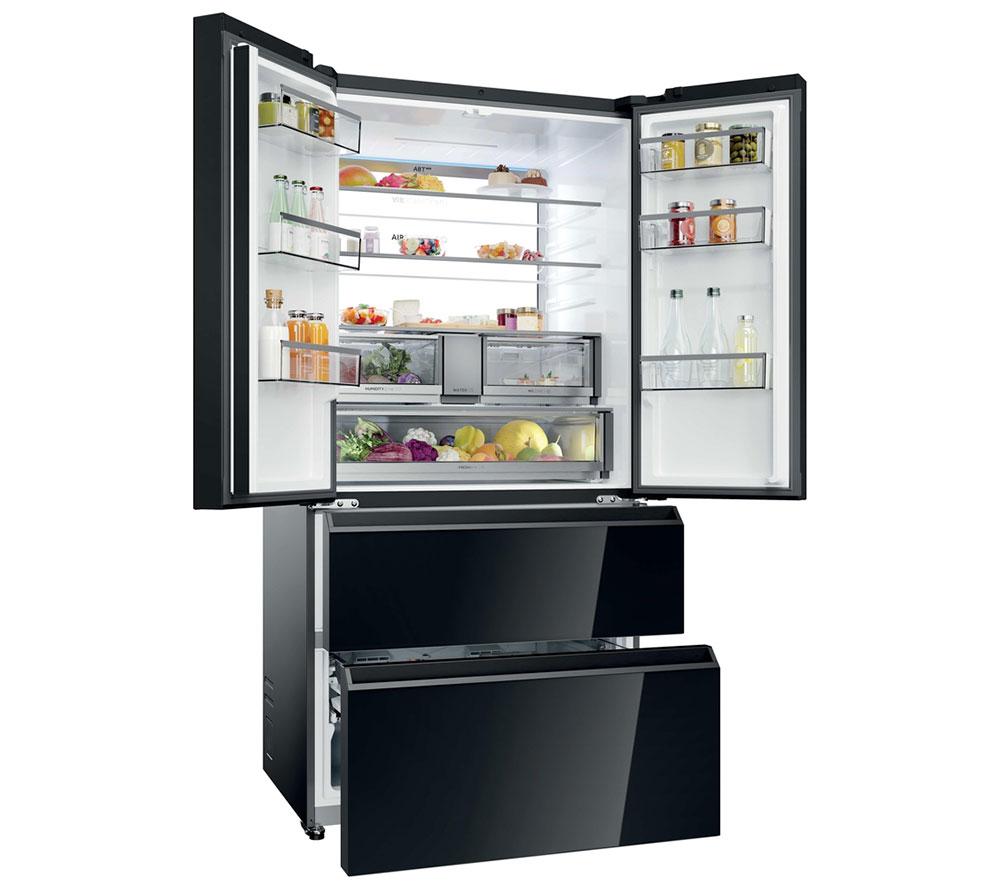 Frigorífico Combi HAIER Serie 7 No Frost Total HFR79F19DFGB - Cristal Negro Obsidiana