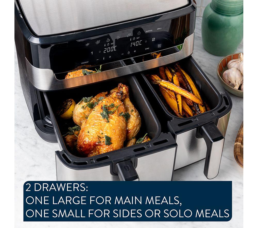 TEFAL Jamie Oliver Easy Fry EY90JDG0 8.3L Dual Drawer Air Fryer - Stainless Steel