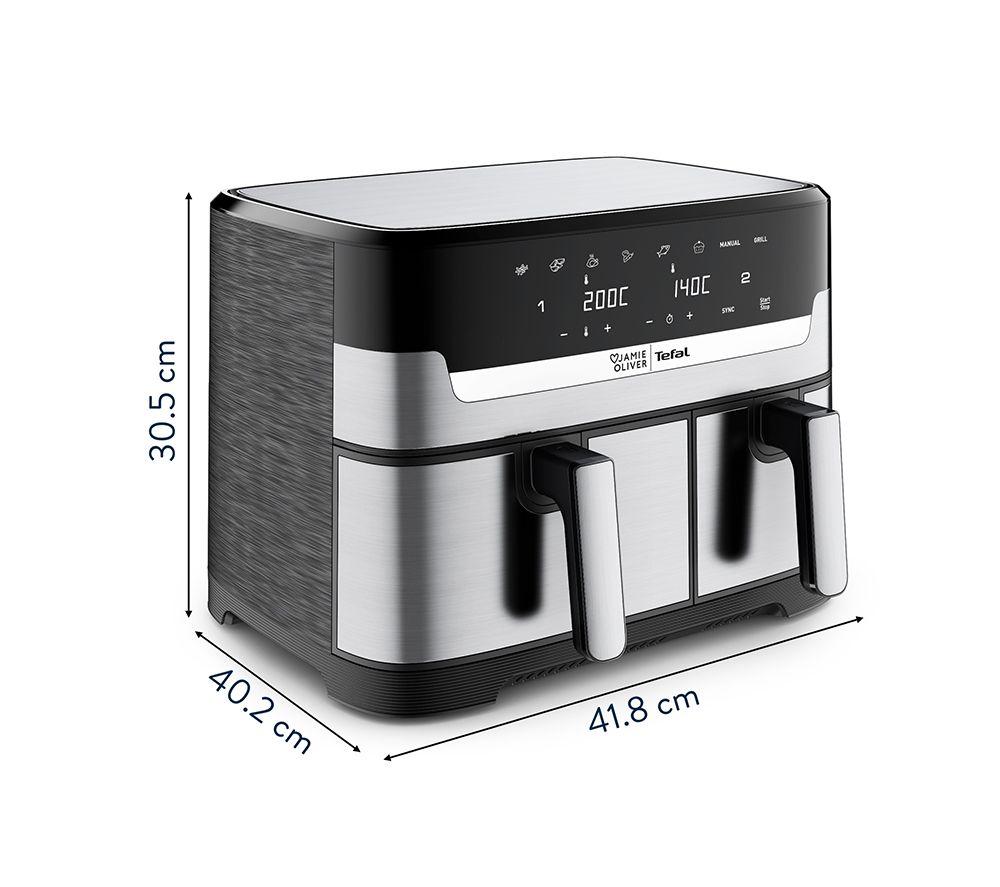 TEFAL Jamie Oliver Easy Fry EY90JDG0 8.3L Dual Drawer Air Fryer - Stainless Steel