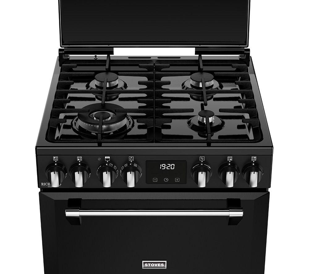STOVES Richmond Deluxe 60DF Dual-Fuel-Herd – Schwarz & Chrom