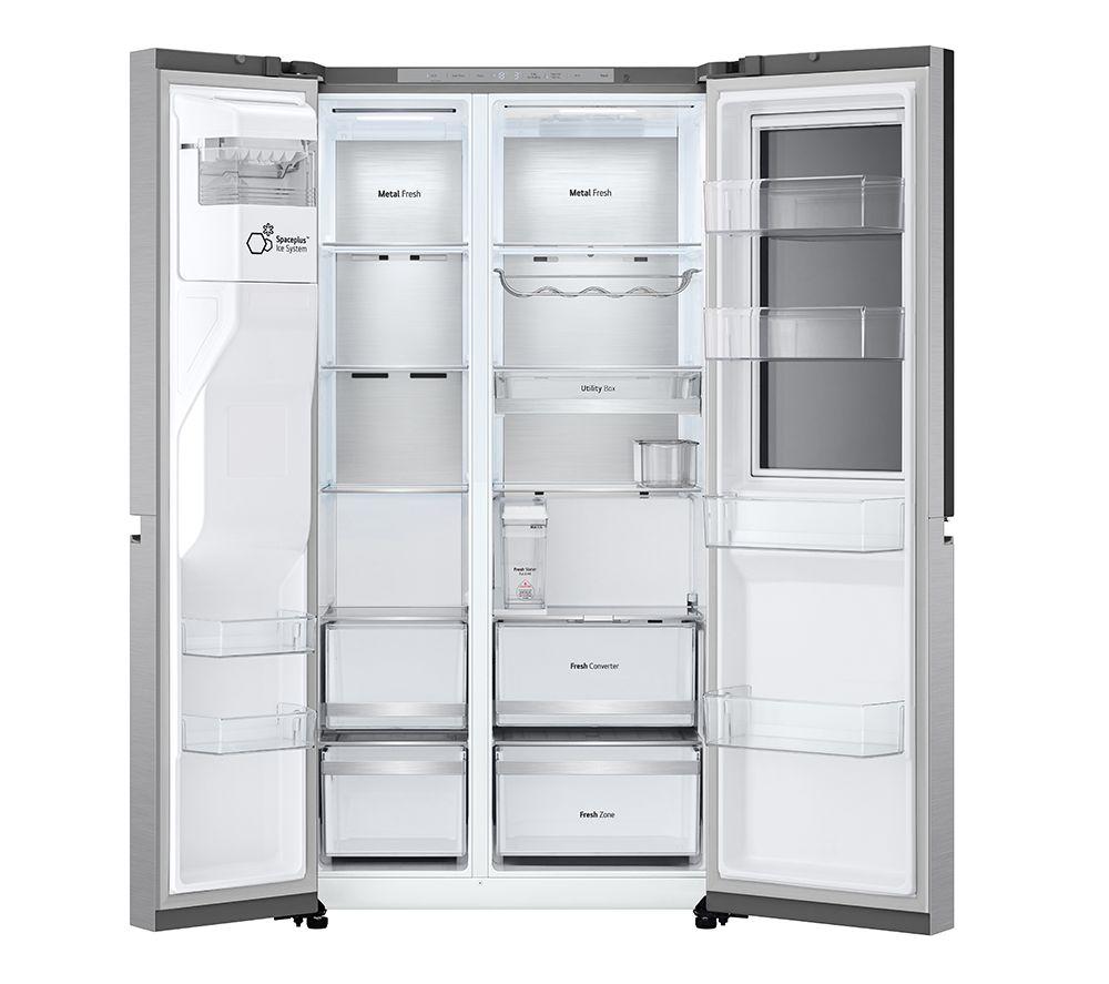 LG InstaView GSXE91BSAD American-Style Smart Fridge Freezer - Brushed Steel