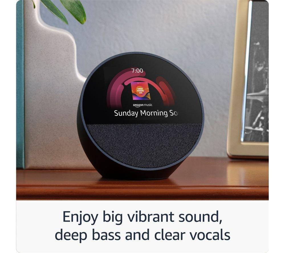 AMAZON Echo Spot Smart Alarm Clock with Alexa - Black