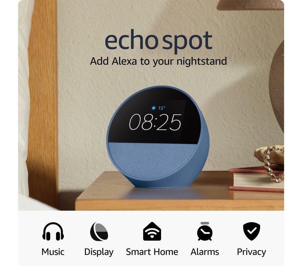 AMAZON Echo Spot Smart Alarm Clock with Alexa - Ocean Blue