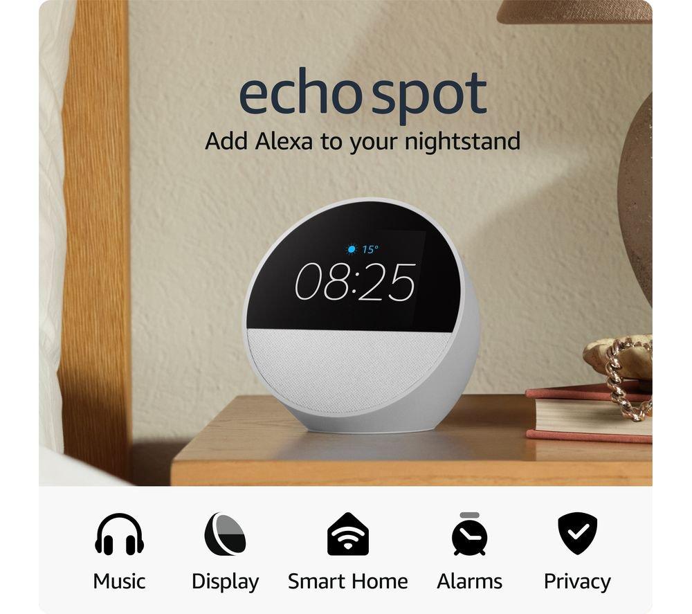 AMAZON Echo Spot Smart Alarm Clock with Alexa - Glacier White