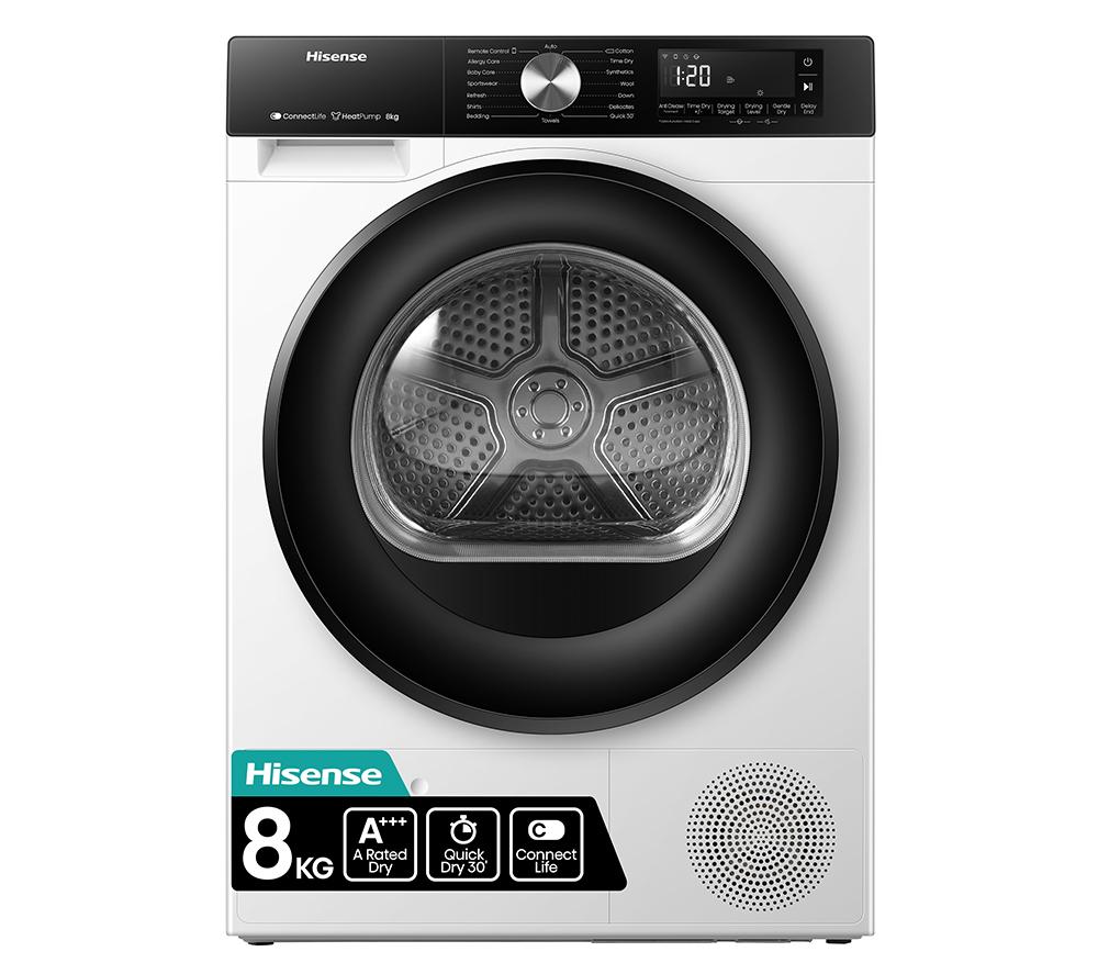 HISENSE 3S Series DH3S802BW3 WiFi-enabled 8 kg Heat Pump Tumble Dryer - White