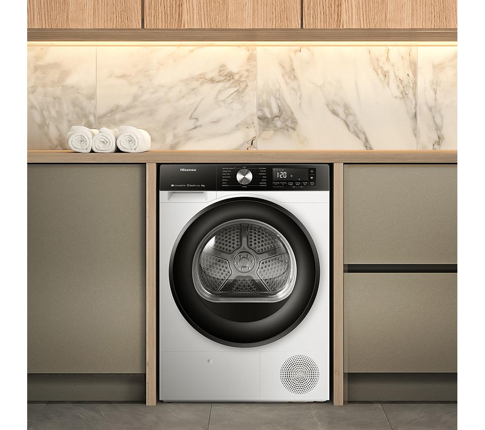Secadora de bomba de calor de 8 kg HISENSE Serie 3S DH3S802BW3 con WiFi - Blanco