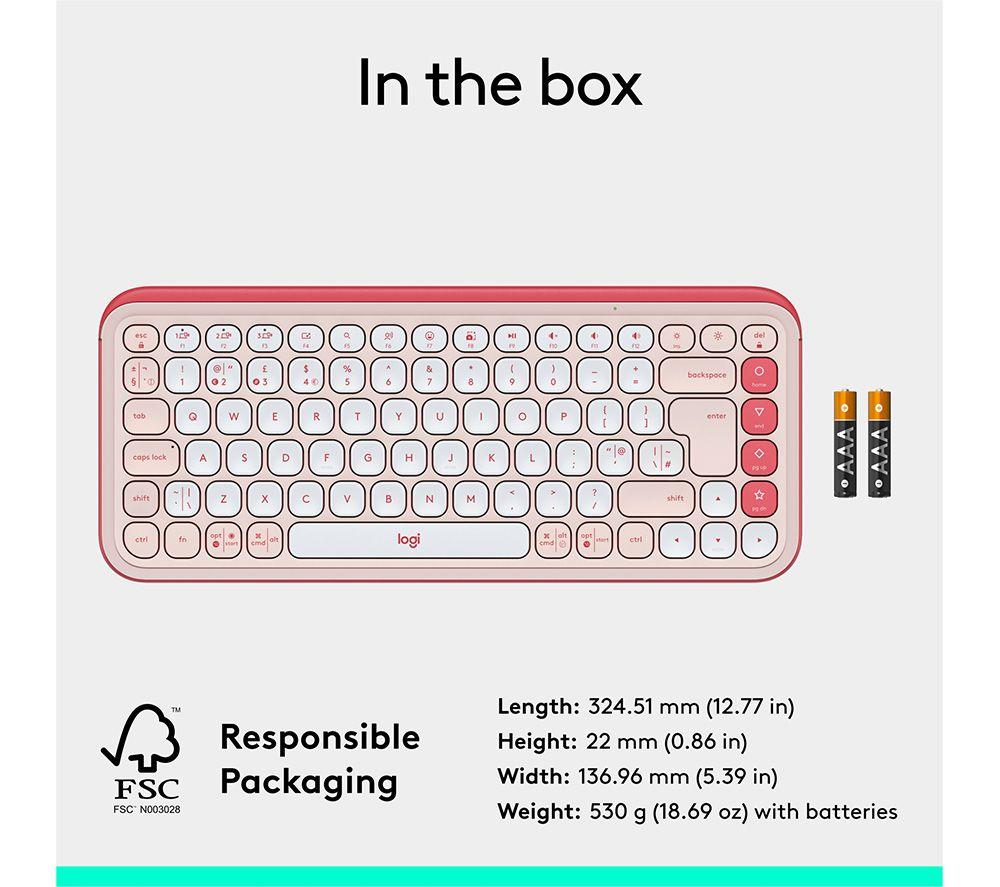 LOGITECH Pop Icon Keys Wireless Keyboard - Rose