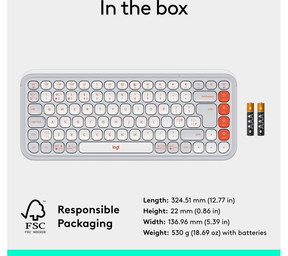 LOGITECH Pop Icon Keys Wireless Keyboard - White