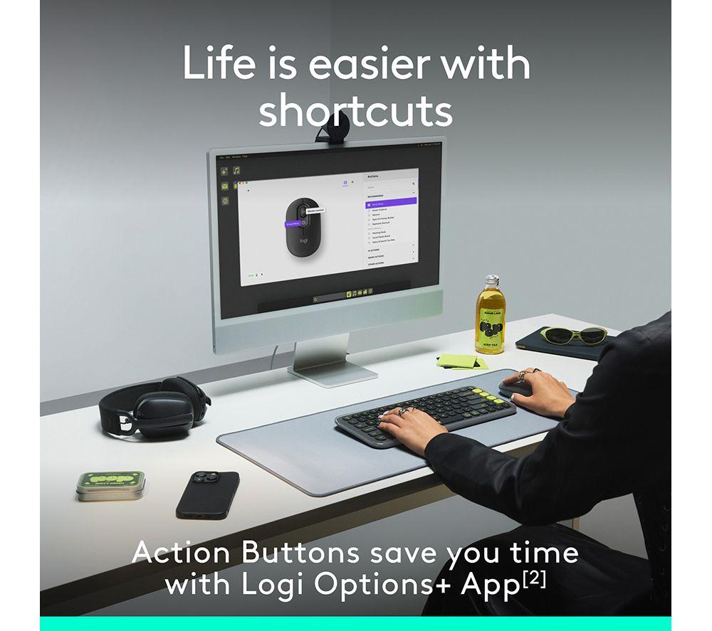 Ratón óptico inalámbrico Logitech Pop Icon - Grafito
