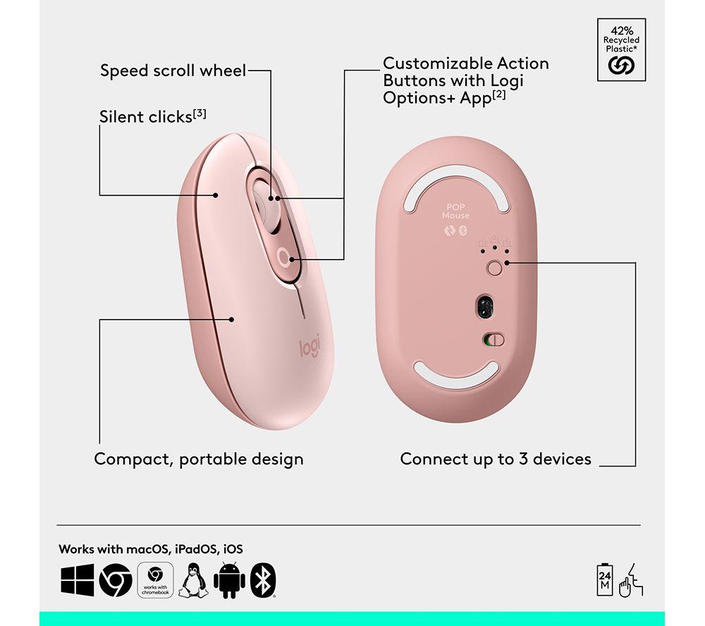 Mouse óptico inalámbrico LOGITECH Pop Icon - Rosa