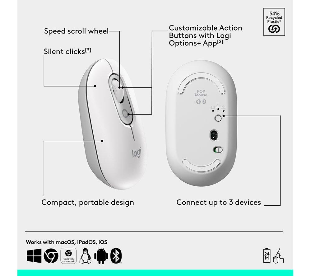 Ratón óptico inalámbrico LOGITECH Pop Icon - Blanco