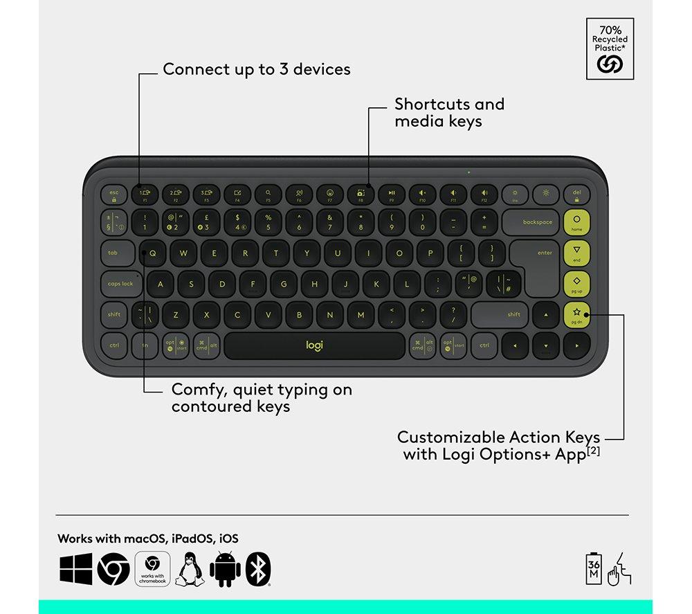 LOGITECH Pop Icon Combo Wireless Keyboard & Mouse Set - Graphite