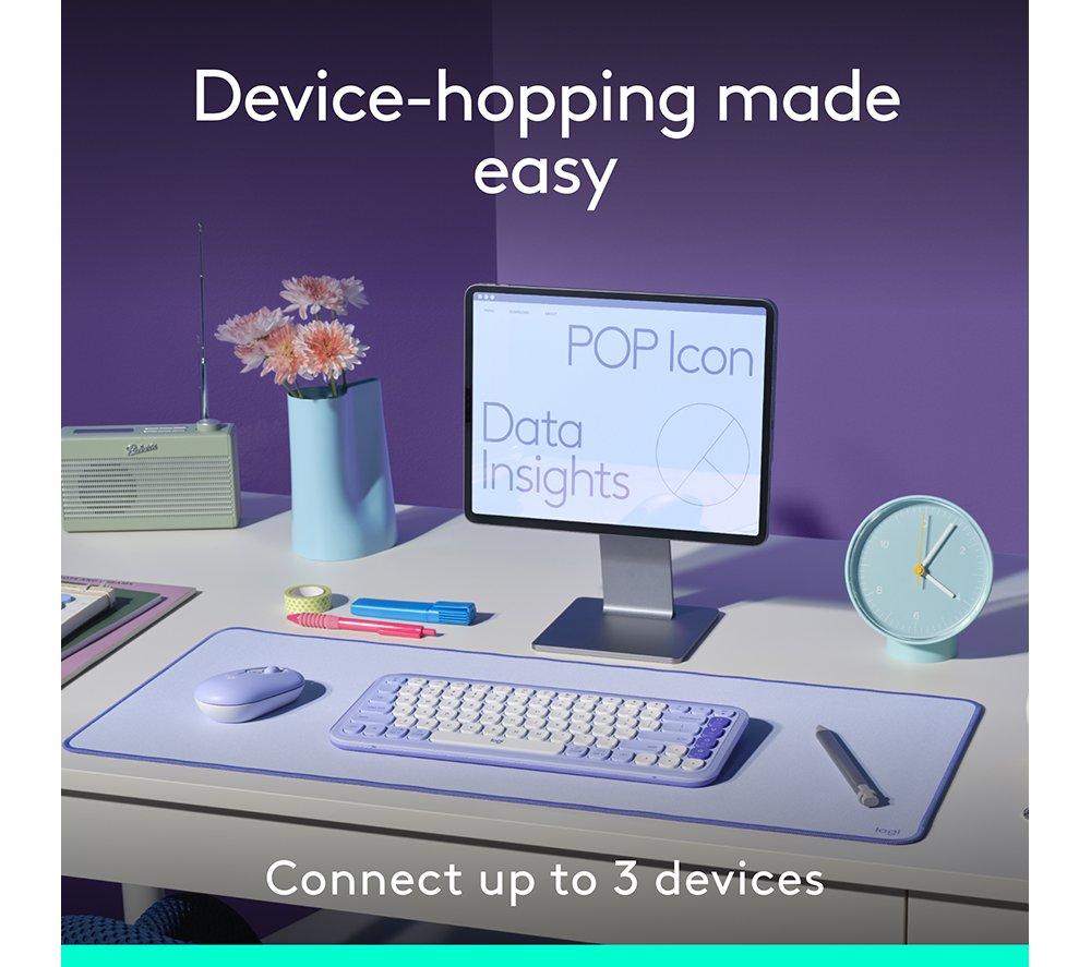 LOGITECH Pop Icon Combo Wireless Keyboard & Mouse Set - Graphite