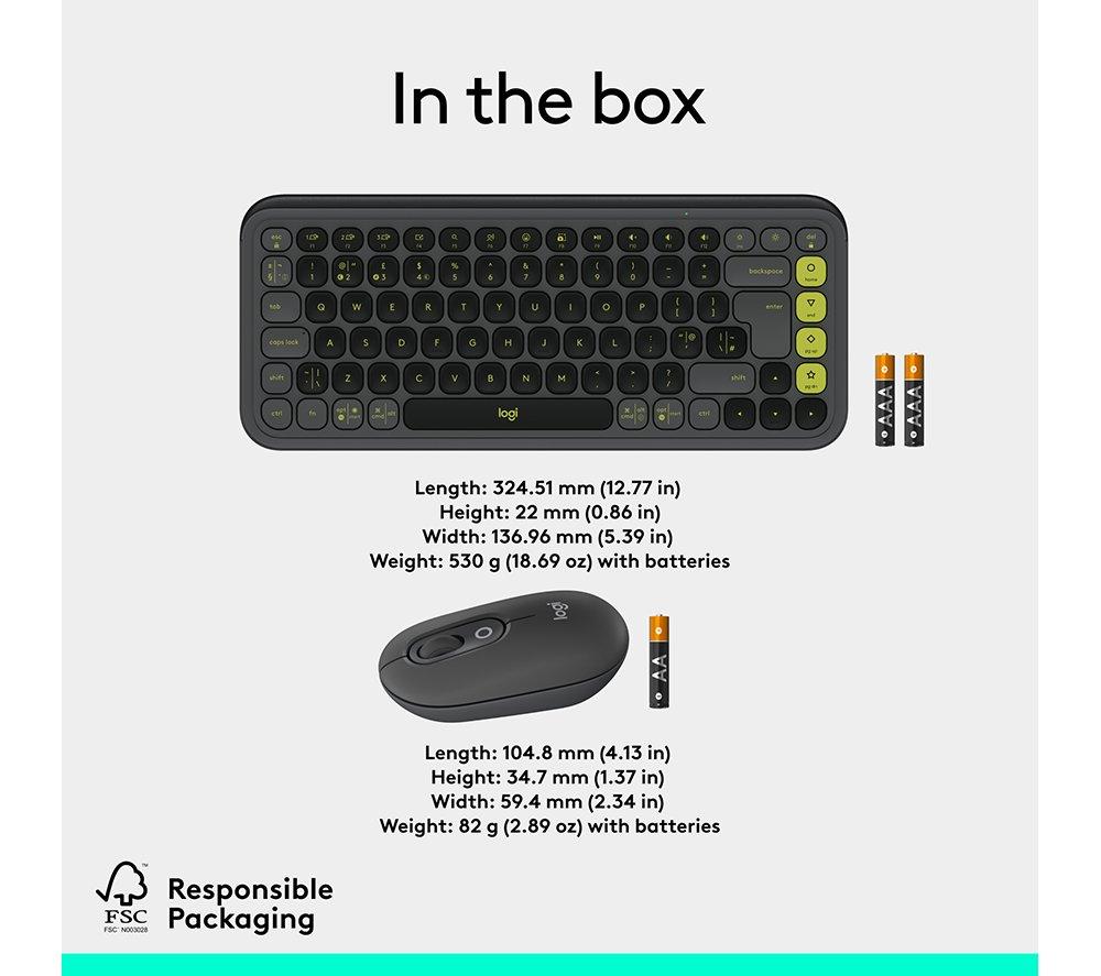 LOGITECH Pop Icon Combo Wireless Keyboard & Mouse Set - Graphite