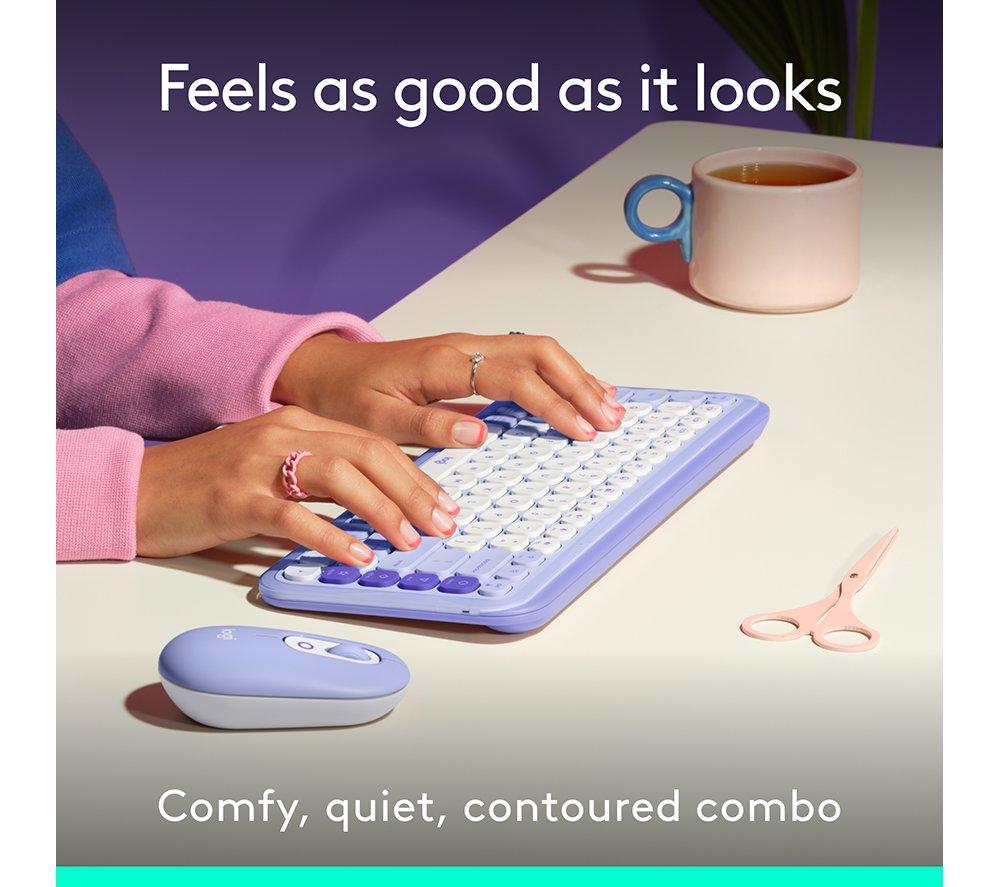 LOGITECH Pop Icon Combo Wireless Keyboard & Mouse Set - Lilac