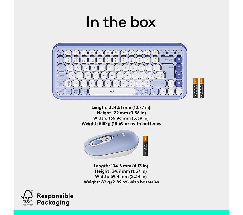 LOGITECH Pop Icon Combo Teclado y Mouse Inalámbricos - Lila