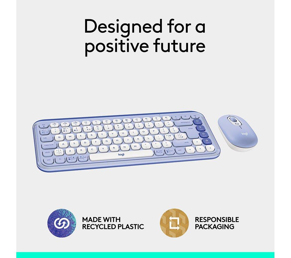 LOGITECH Pop Icon Combo Teclado y Mouse Inalámbricos - Lila