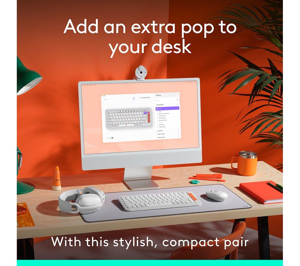 LOGITECH Pop Icon Combo Wireless Keyboard & Mouse Set - White