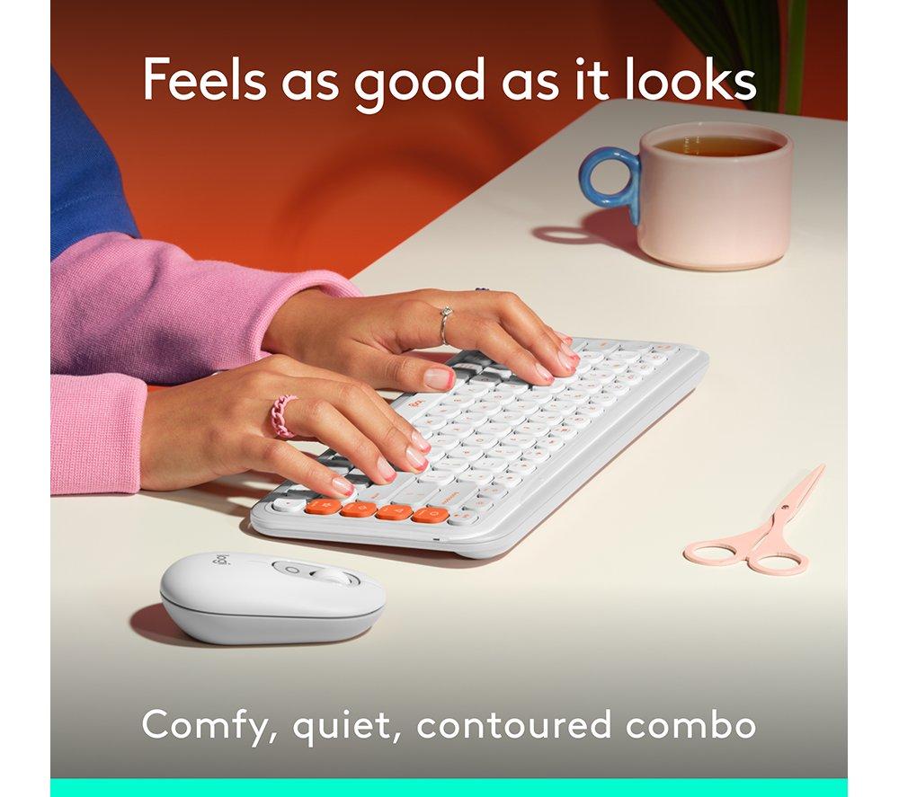 LOGITECH Pop Icon Combo Wireless Keyboard & Mouse Set - White