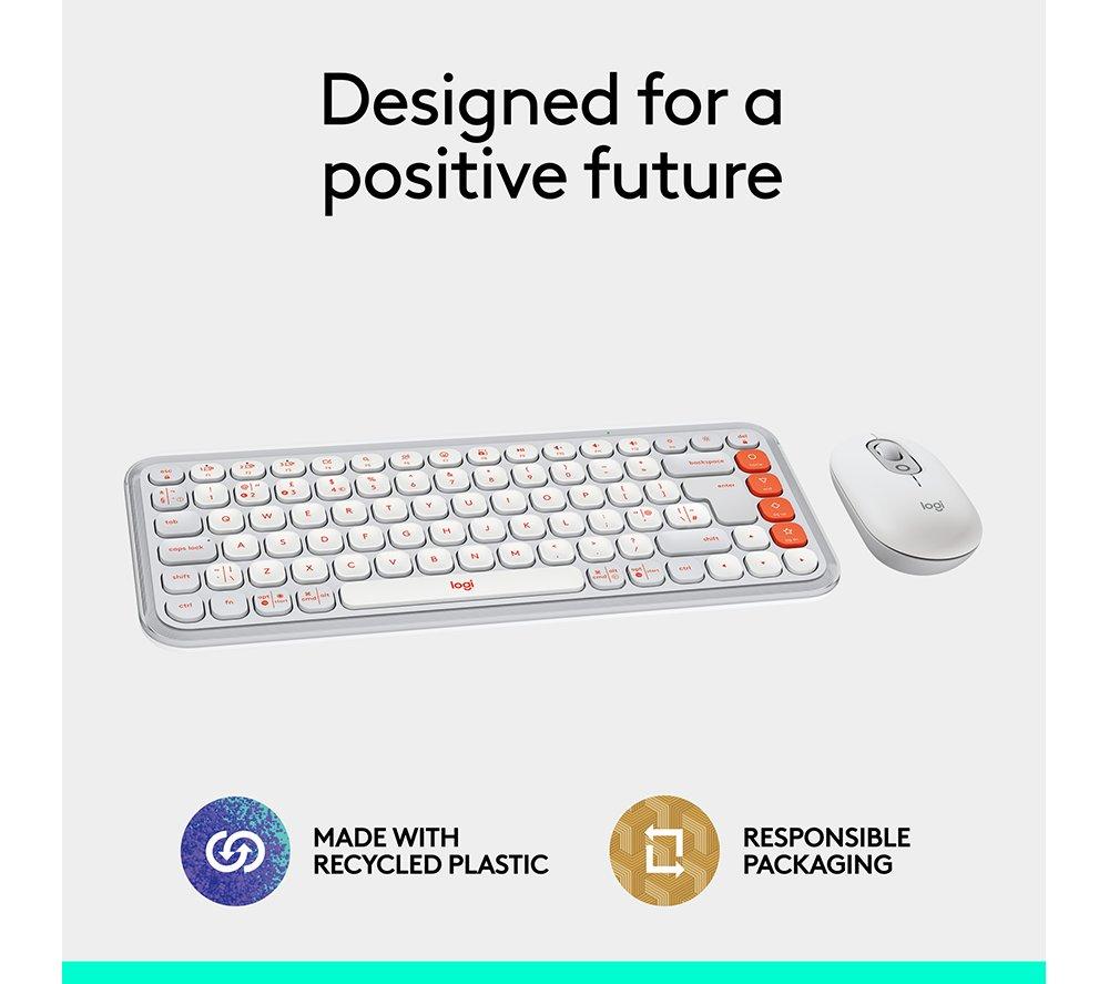 LOGITECH Pop Icon Combo Wireless Keyboard & Mouse Set - White