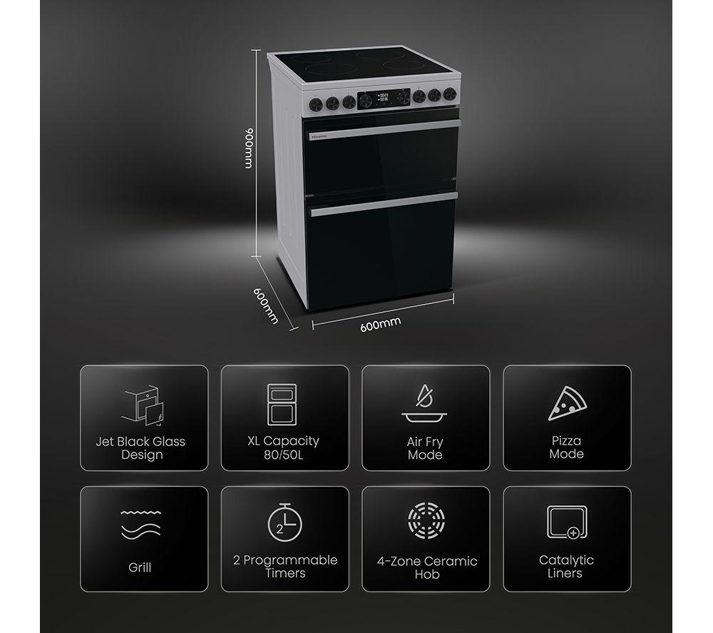 HISENSE Hi6 Max 80/50L HDCEC6C20X Cocina eléctrica vitrocerámica de 60cm - Acero inoxidable