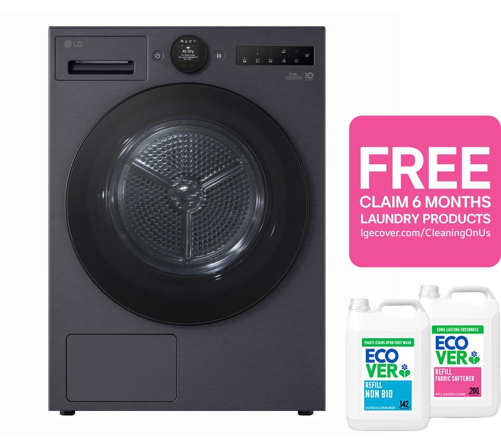 Lavadora LG Serie 7 AI Direct Drive F4X7009TBB con WiFi, 9 kg y 1400 rpm - Negro Mate