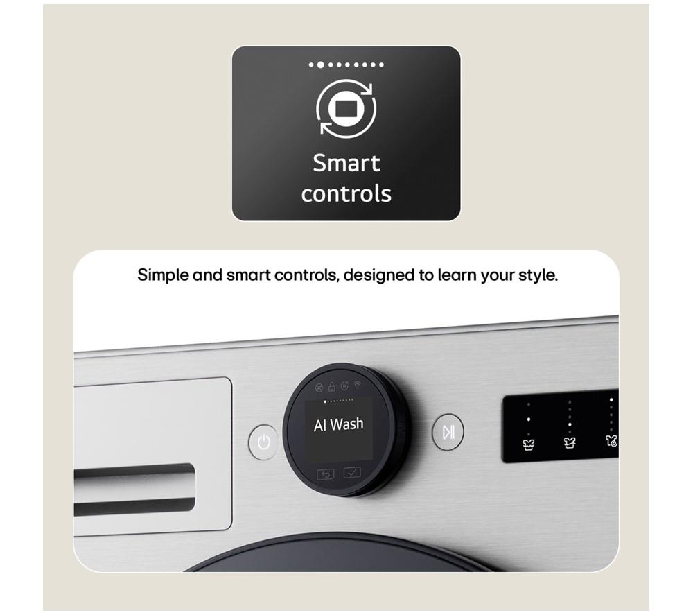 Lavadora LG Serie 7 AI Direct Drive F4X7009TBB con WiFi, 9 kg y 1400 rpm - Negro Mate