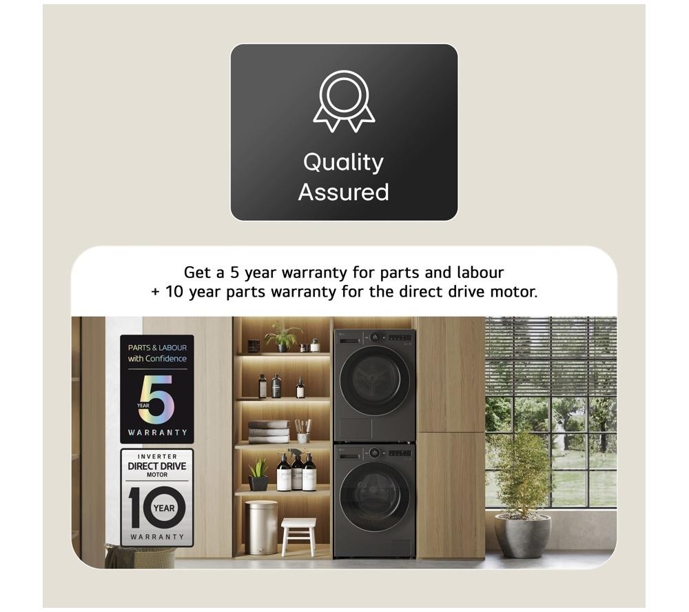 Lavadora LG Serie 7 AI Direct Drive F4X7009TBB con WiFi, 9 kg y 1400 rpm - Negro Mate
