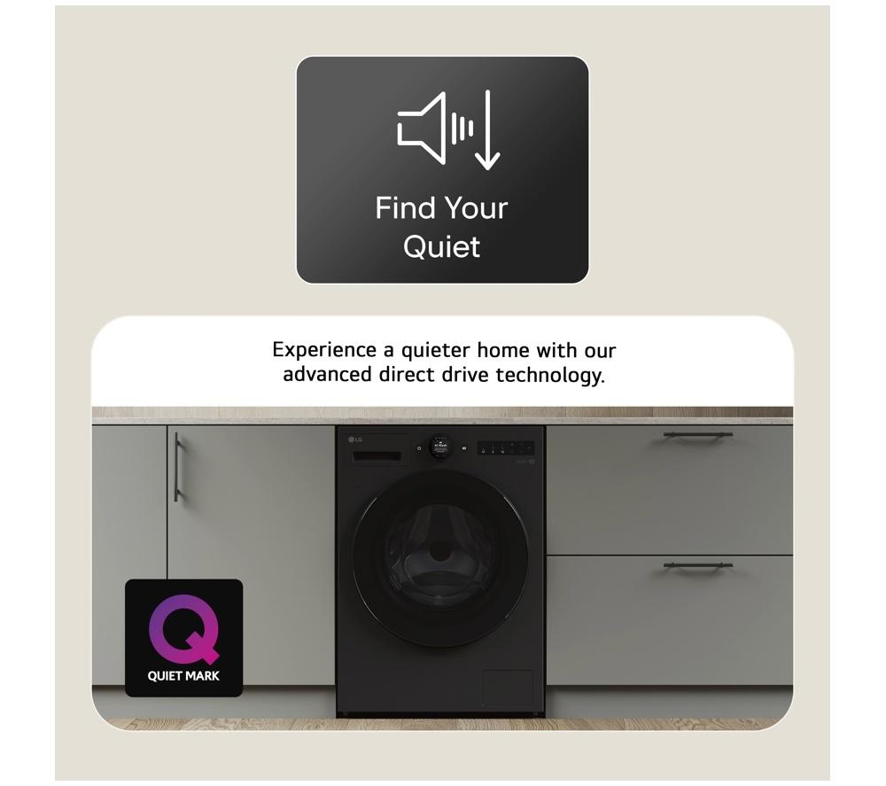 Lavadora LG Serie 7 AI Direct Drive F4X7009TBB con WiFi, 9 kg y 1400 rpm - Negro Mate