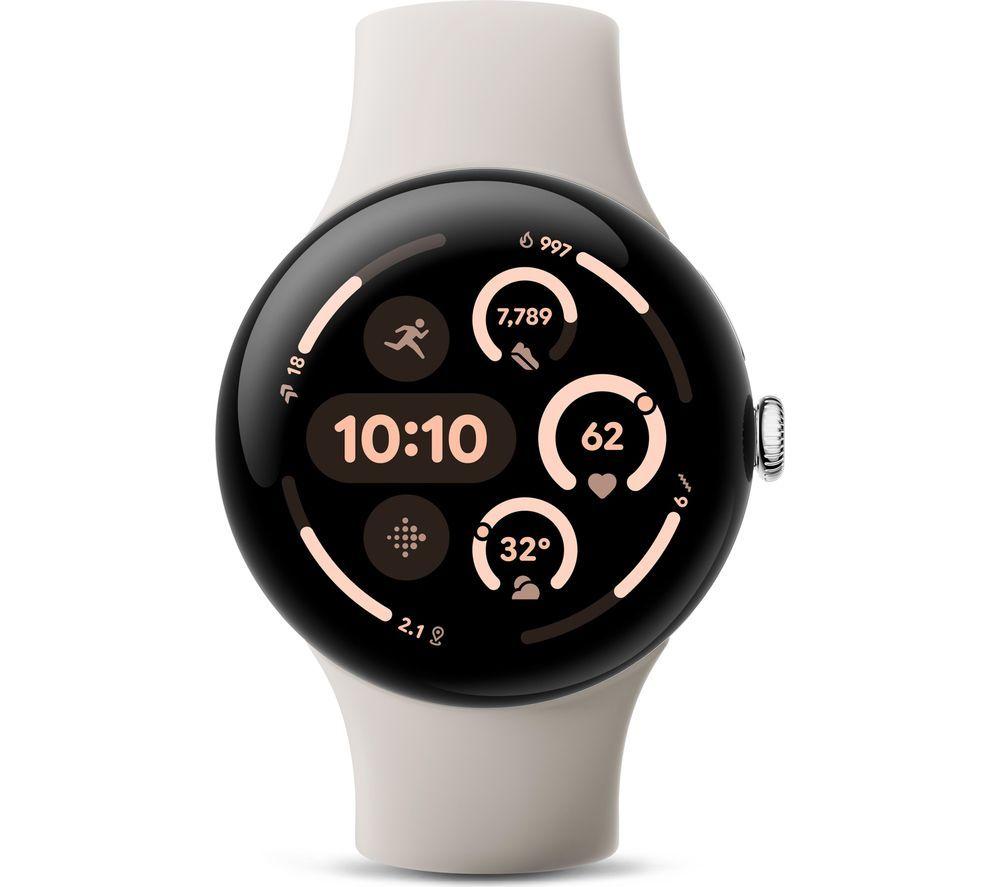 GOOGLE Pixel Watch 3 4G LTE - Silver, Porcelain Band, 45 mm