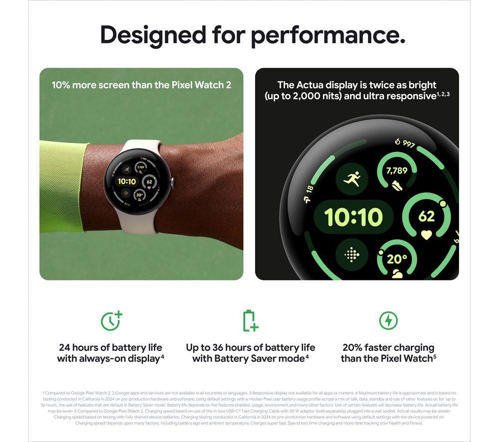 GOOGLE Pixel Watch 3 4G LTE - Silver, Porcelain Band, 45 mm