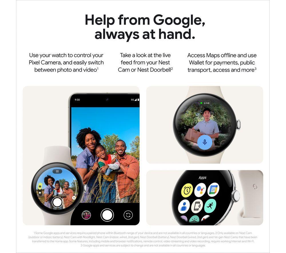GOOGLE Pixel Watch 3 4G LTE - Silver, Porcelain Band, 45 mm
