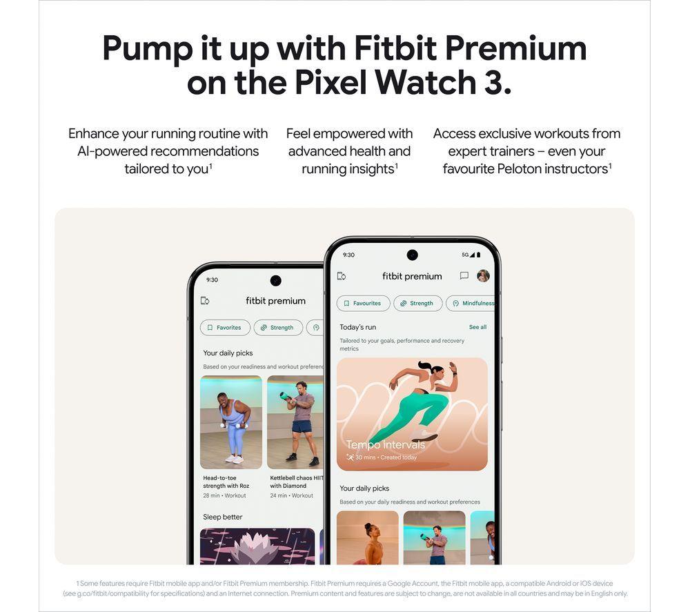 GOOGLE Pixel Watch 3 4G LTE - Silver, Porcelain Band, 45 mm