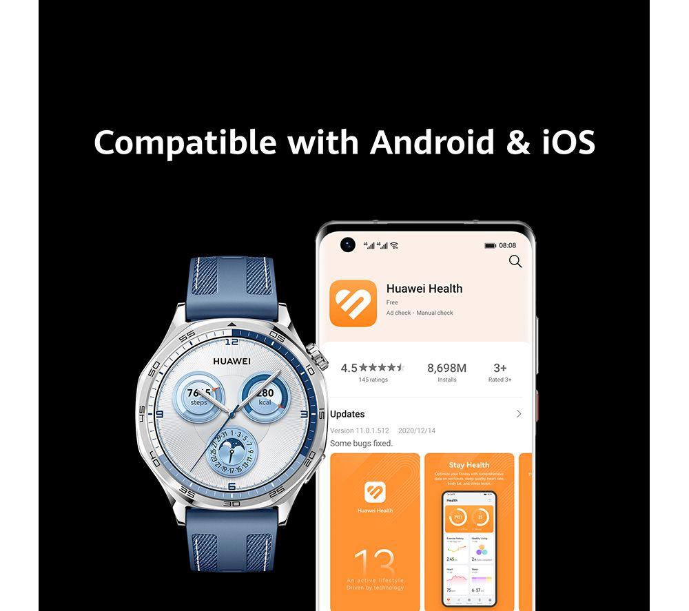 HUAWEI Watch GT 5 – Silber, blaues gewebtes Nylonarmband, 46 mm