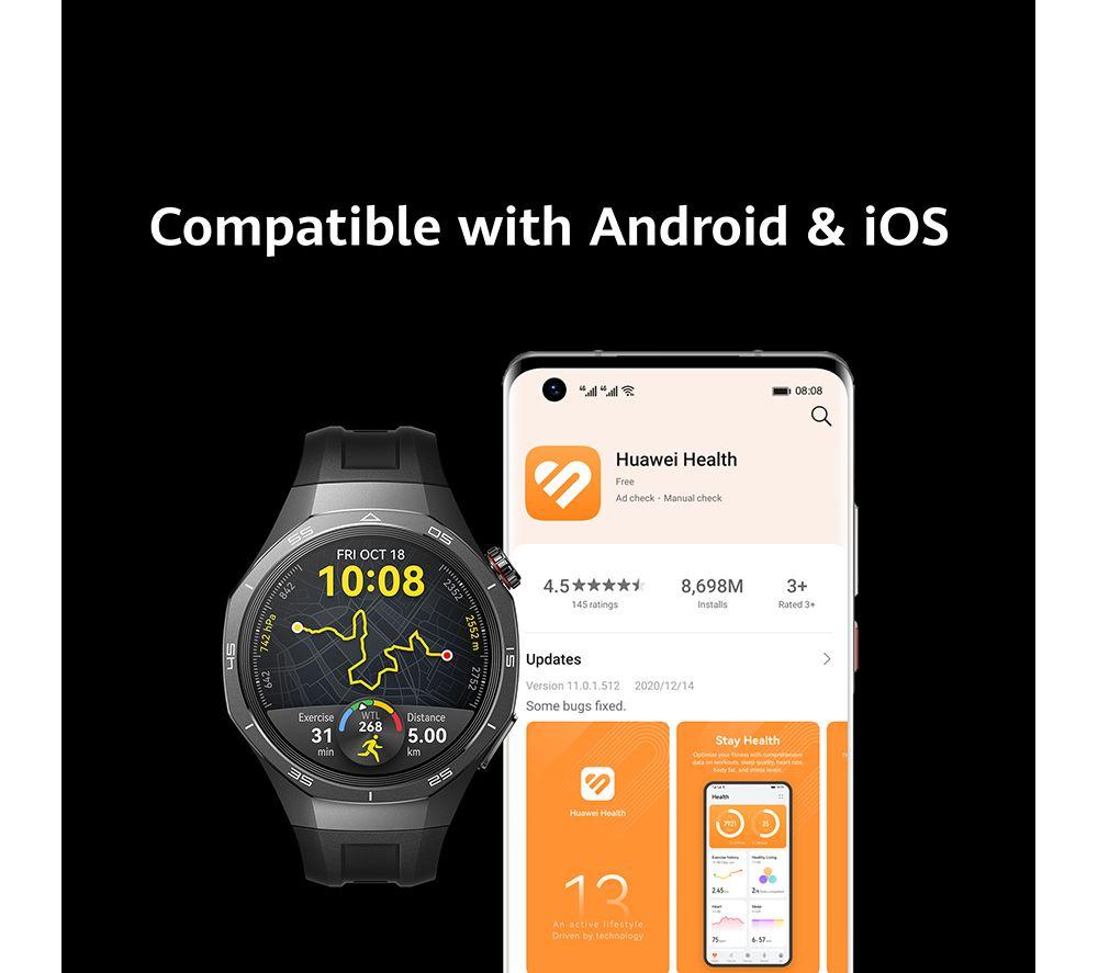 HUAWEI Watch GT 5 Pro - Titanium, Black Fluoroelastomer Strap, 46 mm